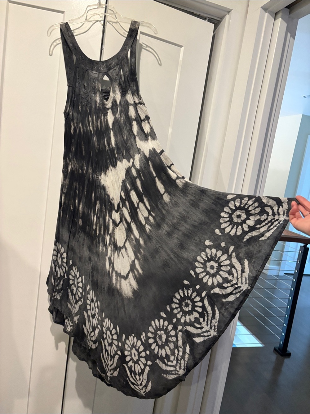 Tie-Dye Black & White Sleeveless Sundress